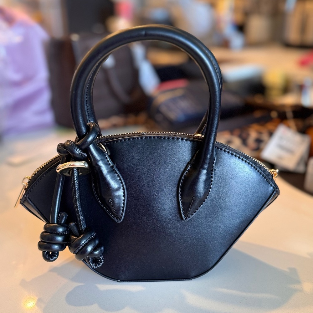Zara Chic Black Handbag with Knot Detail
